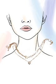 Heart & Pearl Link Toggle Necklace