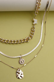 Butterfly Flower Charm Multilayer Necklace
