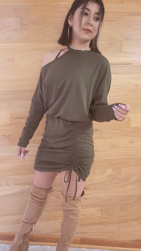 One Shoulder Open Knitted Dress