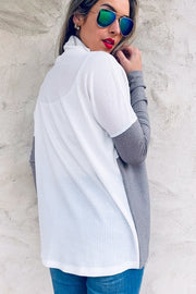 Color Blocked Rib Knit Turtleneck