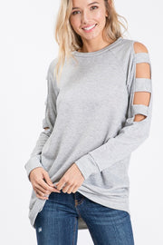Long Sleeve Ladder Cut Out Top
