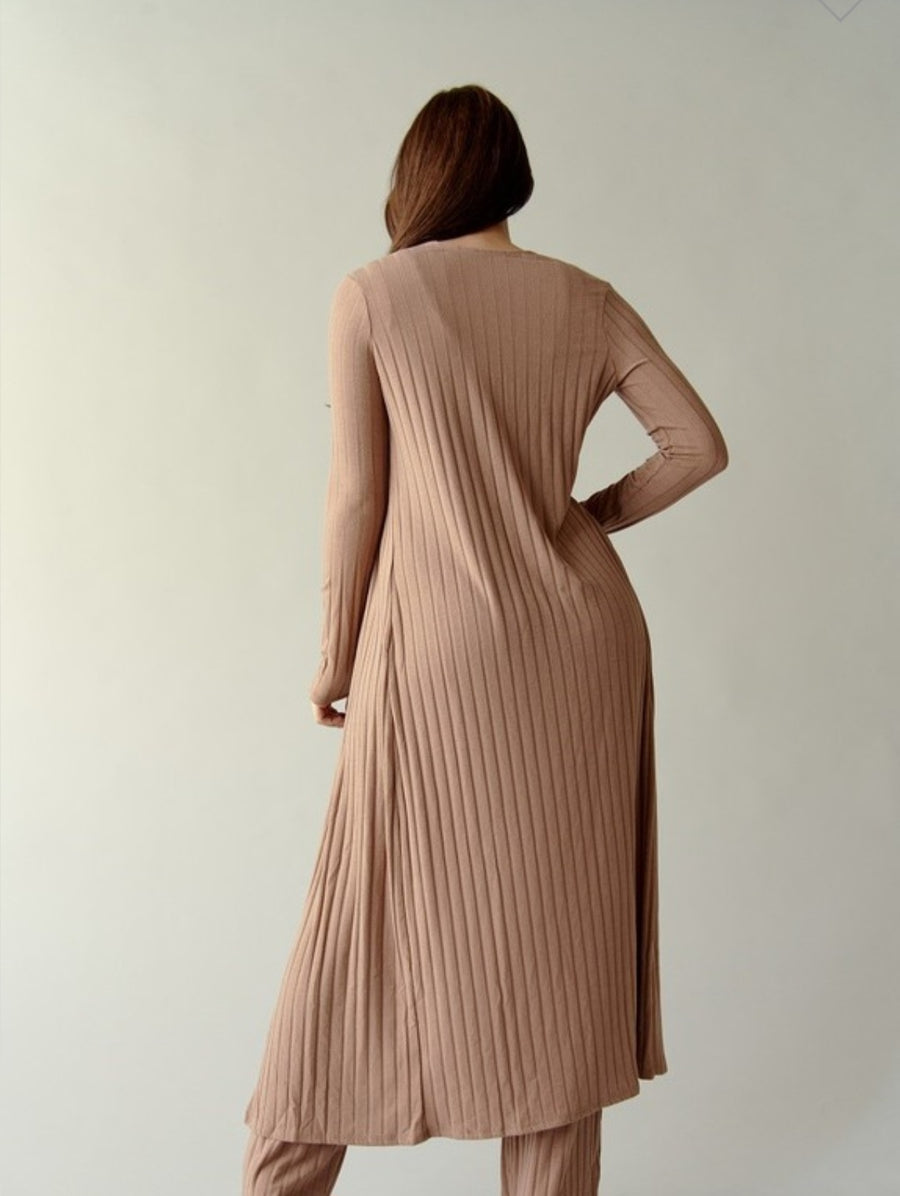 3 Piece Wide Rib Cardigan Set