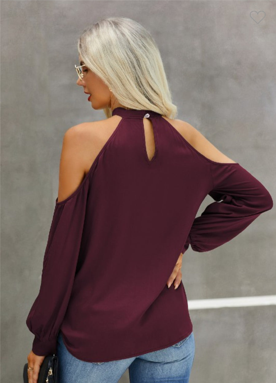 Open Shoulder Long Sleeve Top