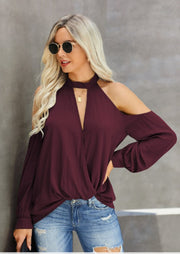 Open Shoulder Long Sleeve Top