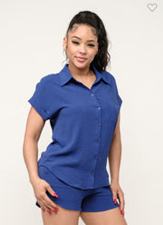 Button Down Top & Shorts Set